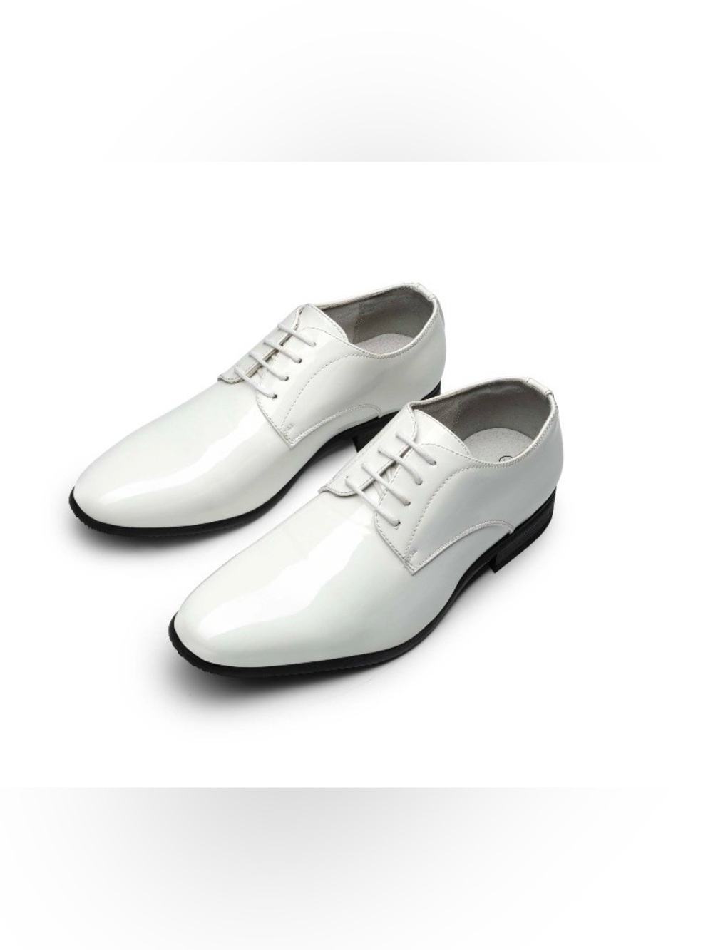 Bruno Marc Men's Faux Patent Leather Dress Shoes White 10.5